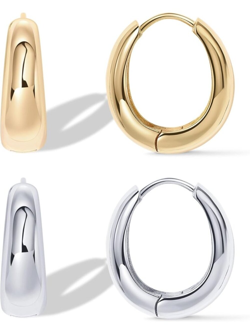 Chic 14K Gold Plated Small Chunky Hoop Earrings for Women - Stylish & Versatile